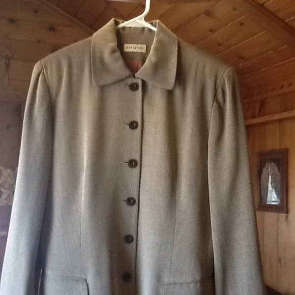 SZ10/12 100% Wool taupe tweed jacket Anne Taylor - Picture 8 of 8